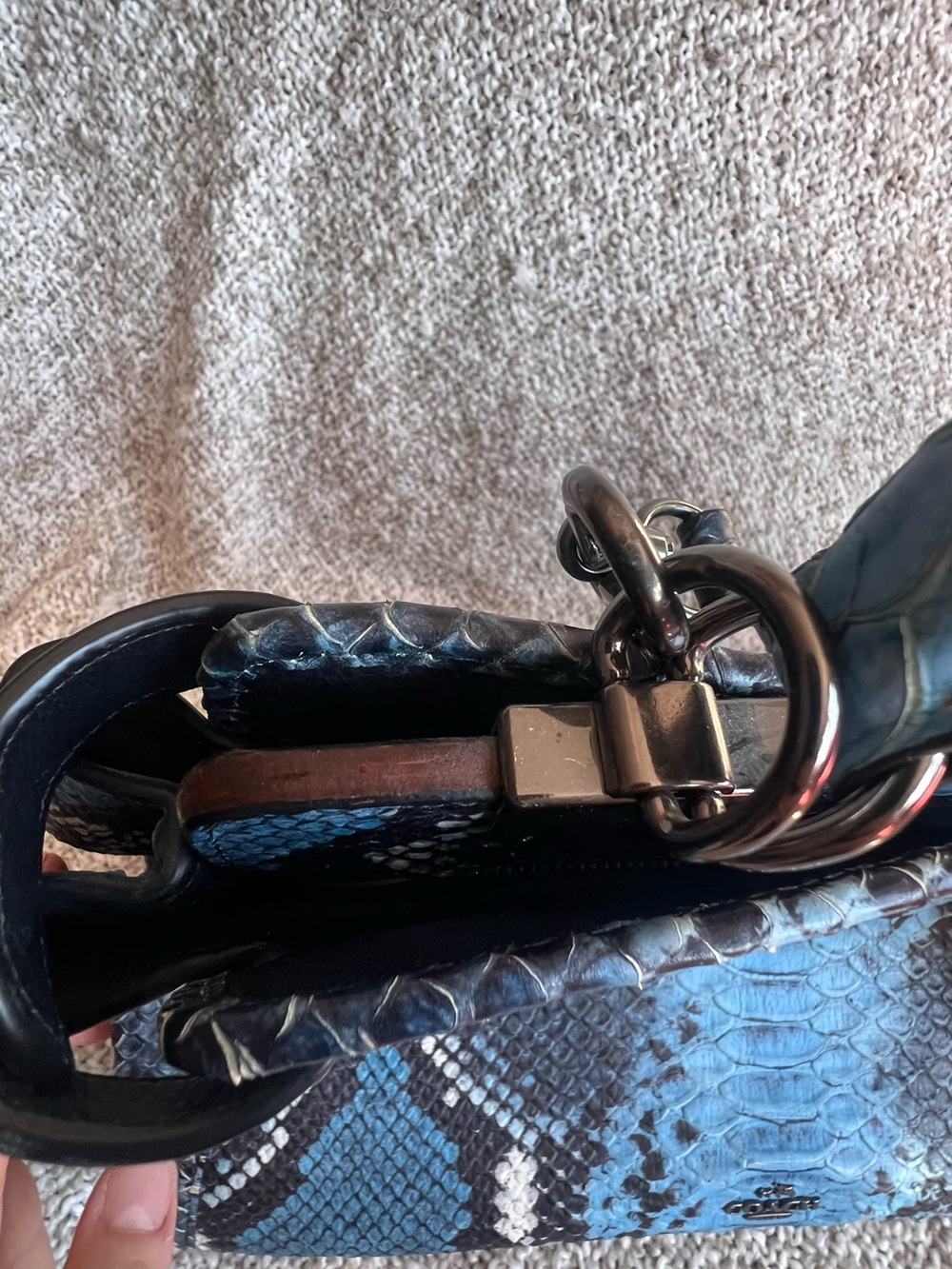 Coach Gramercy Blue Python Satchel - Picture 7 of 16
